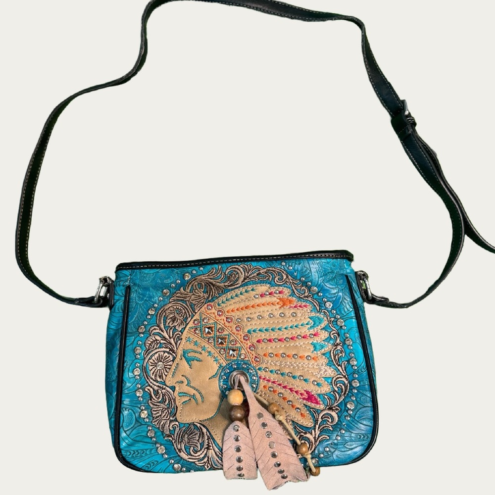Montana West Handbag Turquoise Black Western Boho Shoulder Bag Native American
